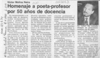 Homenaje a poeta-profesor por 50 años de docencia  [artículo].