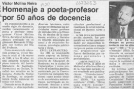Homenaje a poeta-profesor por 50 años de docencia  [artículo].