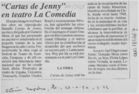 "Cartas de Jenny" en teatro La Comedia  [artículo].