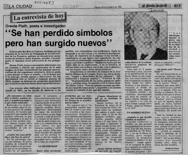 "Se han perdido símbolos pero han surgido nuevos"  [artículo] Guillermo Chávez.