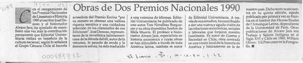 Obras de dos Premios Nacionales 1990  [artículo].