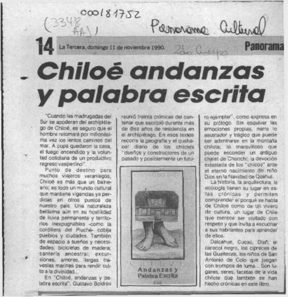 Chiloé andanzas y palabra escrita  [artículo].