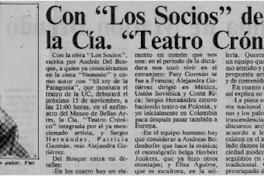 Con "Los socios" debuta la Cía. "Teatro Crónico"