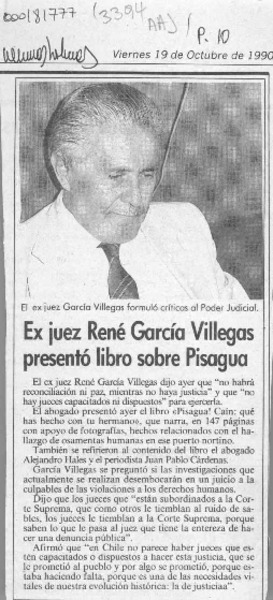 Ex juez René García Villegas presentó libro sobre Pisagua  [artículo].