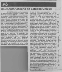 Un escritor chileno en Estados Unidos  [artículo] Enrique Cerda Santander.