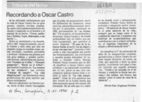 Recordando a Oscar Castro  [artículo] Héctor Edo. Espinoza Viveros.