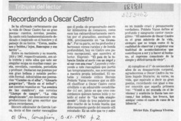 Recordando a Oscar Castro  [artículo] Héctor Edo. Espinoza Viveros.