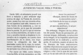 Juvencio, valle, vida y poesía  [artículo] Pablo Guiñez.