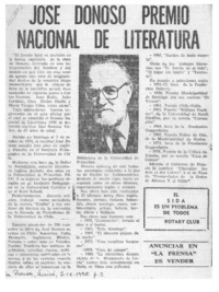 José Donoso Premio Nacional de Literatura  [artículo].