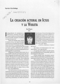 La creación actoral en Ictus y la Violeta  [artículo] Elsa Poblete.