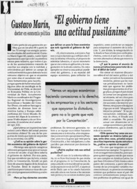 Gustavo Marín, "El gobierno tiene una actitud pusilánime"  [artículo] H. T.