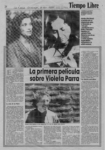 La primera película sobre Violeta Parra  [artículo] Marta Hansen.