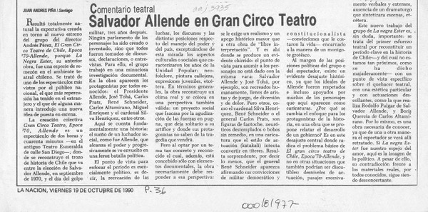 Salvador Allende en gran circo teatro  [artículo] Juan Andrés Piña.