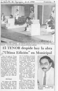 El TENOR despide hoy la obra "Ultima edición" en Municipal  [artículo].