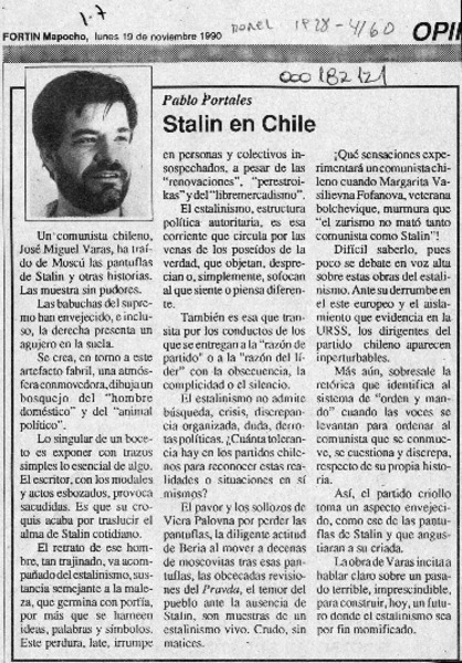 Stalin en Chile  [artículo] Pablo Portales.