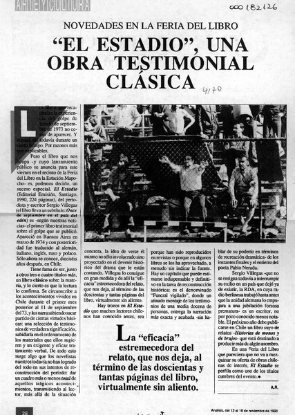 "El Estadio", una obra testimonial clásica  [artículo] A. R.
