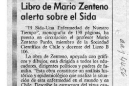 Libro de Mario Zenteno alerta sobre el Sida  [artículo].