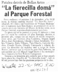 "La Fierecilla domá" al Parque Forestal  [artículo].