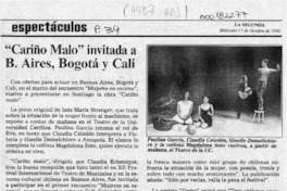 "Cariño malo" invitada a B. Aires, Bogotá y Cali  [artículo].