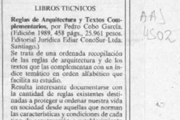 Reglas de arquitectura y textos complementarios  [artículo] Osvaldo Torres-Ahumada.
