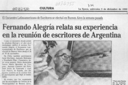 Fernando Alegría relata su experiencia en la reunión de escritores de Argentina