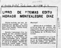 Libro de poemas editó Horacio Montealegre Díaz  [artículo].