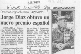 Jorge Díaz obtuvo un nuevo premio español  [artículo].