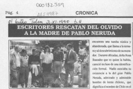 Escritores rescatan del olvido a la madre de Pablo Neruda  [artículo].