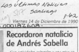 Recordaron natalicio de Andrés Sabella  [artículo].