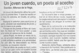 Un joven cuerdo, un poeta al acecho  [artículo] Alfonso de la Vega.