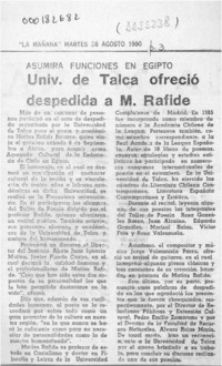 Univ. de Talca ofreció despedida a M. Rafide  [artículo].
