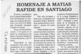 Homenaje a Matías Rafide en Santiago  [artículo].