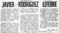 Javier Rodríguez Lefebre  [artículo] Matías Rafide B.