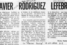 Javier Rodríguez Lefebre  [artículo] Matías Rafide B.