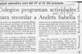 Colegios programan actividades para recordar a Andrés Sabella  [artículo].