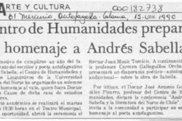 Centro de Humanidades prepara un homenaje a Andrés Sabella  [artículo].