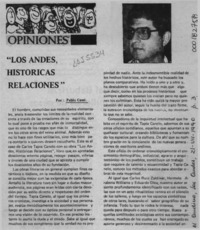 "Los Andes, históricas relaciones"  [artículo] Pablo Cassi.