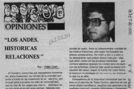 "Los Andes, históricas relaciones"  [artículo] Pablo Cassi.