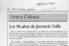 Los 90 años de Juvencio Valle  [artículo] Pedro Mardones Barrientos.