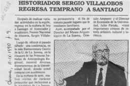 Historiador Sergio Villalobos regresa temprano a Santiago