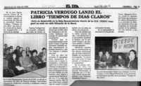 Patricia Verdugo lanzó el libro "Tiempos de días claros"  [artículo].