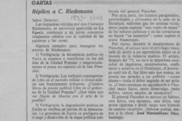 Réplica a C. Riedemann  [artículo] José Maximiliano Díaz.