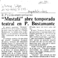 "Mustafá" abre temporada teatral en P. Bustamante  [artículo].