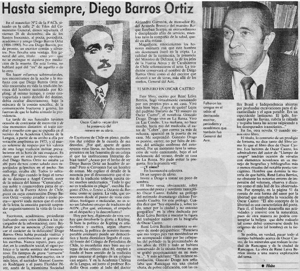 Hasta siempre, Diego Barros Ortiz