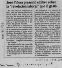 José Piñera presentó el libro sobre la "revolución laboral" que él gestó  [artículo].