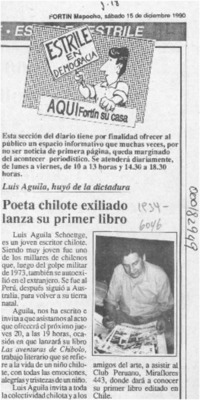 Poeta chilote exiliado lanza su primer libro  [artículo].