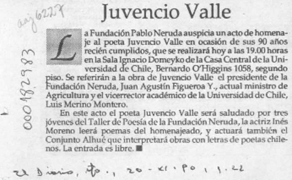 Juvencio Valle  [artículo].