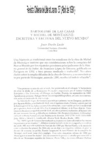 Bartólomé de las casas y Michel de Montaigne: escritura y lectura del nuevo mundo