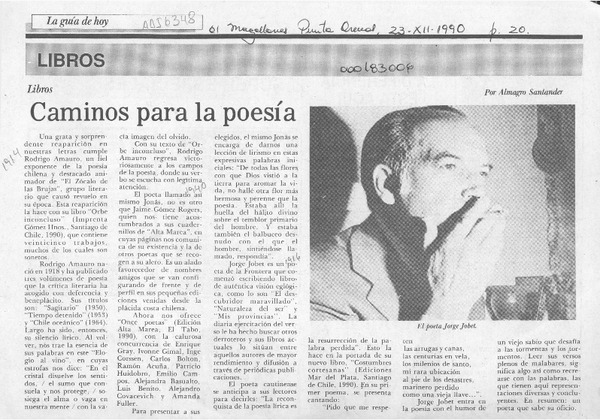 Caminos para la poesía  [artículo] Almagro Santander.