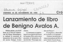 Lanzamiento de libro de Benigno Avalos A.  [artículo].
